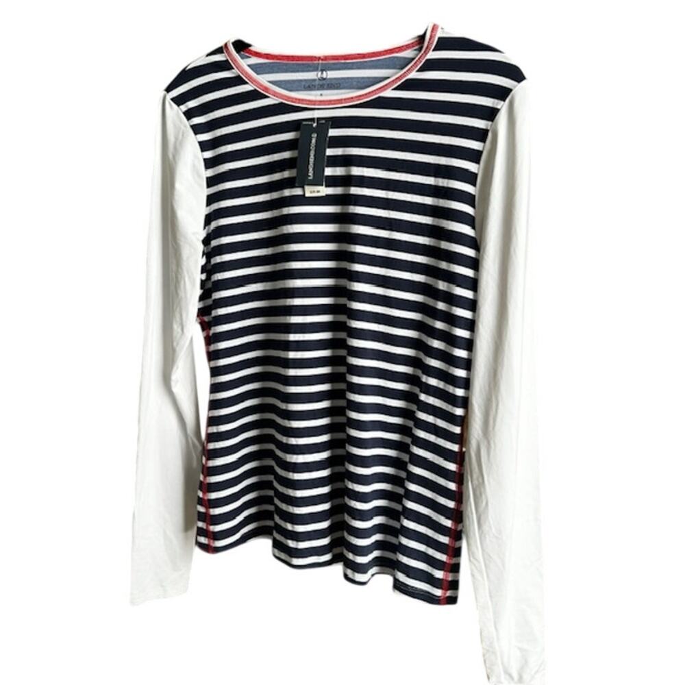 Lands End Striped Long Sleeve Swim Shirt New With Tags